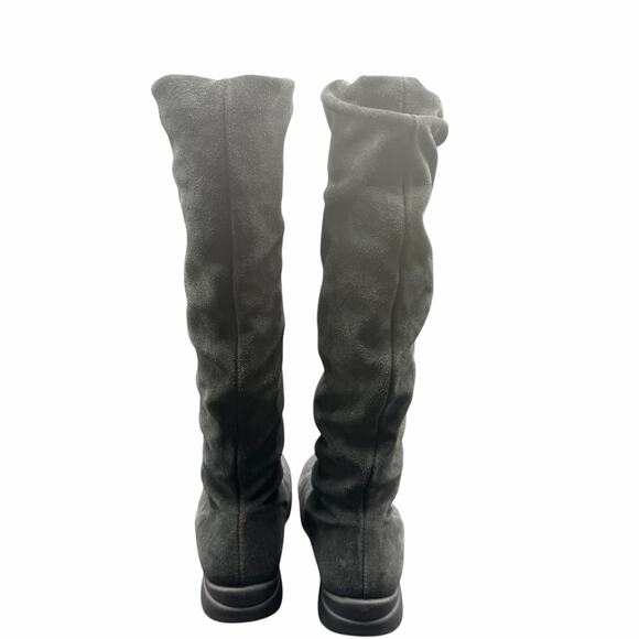 La Canadienne Black Suede Slouch Knee High Boots 6.5W Faux Fur Lined wide width - Picture 4 of 15